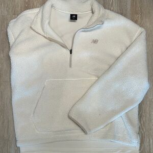 New Balance White Zip Up Sweater Plush Fleece